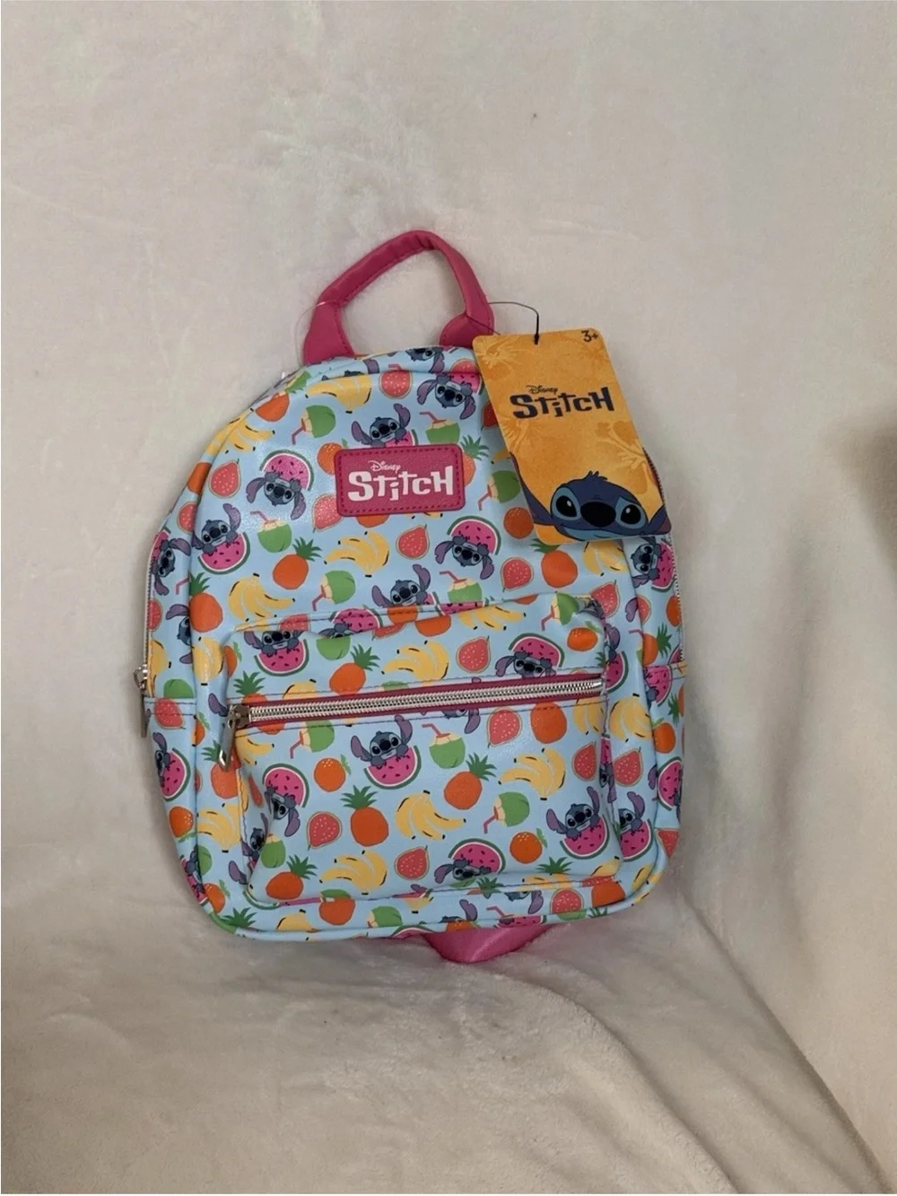 Disney Stitch Mini Backpack - Blue with Pink Fruit Print